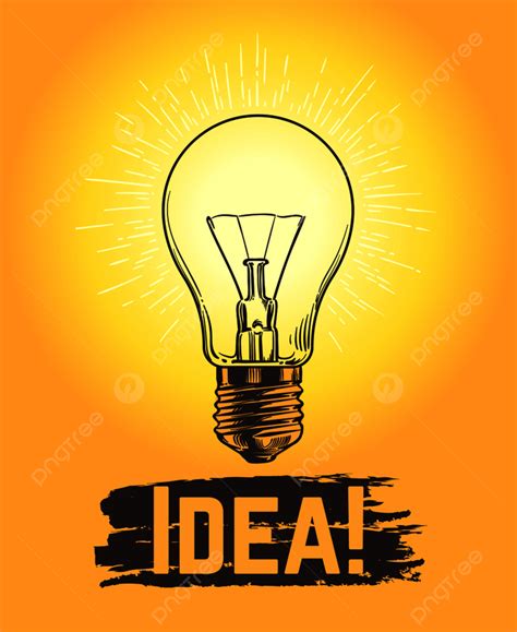 Bulb Lamp Idea Vector Hd PNG Images, Sketch Light Bulb Idea Lamp, Thinking, Lamp, Yellow PNG ...