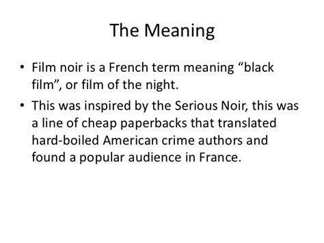 Key features of film noir