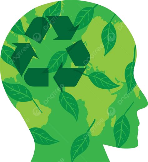Human Head With Recycle Symbol Illustration White Industrial Silhouette Vector, White ...