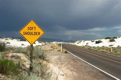 Soft shoulder traffic sign stock image. Image of highway - 1357539