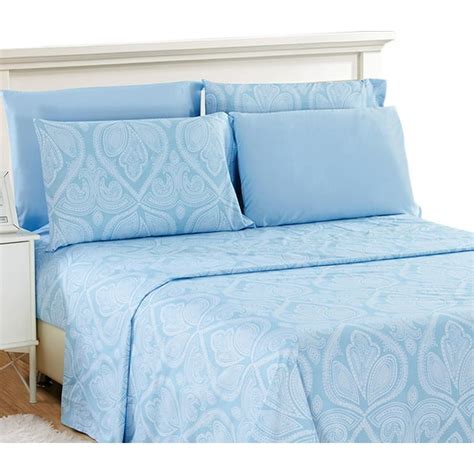 Paisley Printed Microfiber King Size Bed Sheets, Blue King Deep Pocket Fitted, Flat Sheets ...