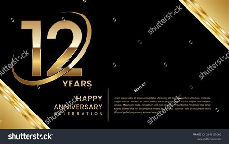 12th Anniversary Celebration Template Design Gold Stock Vector (Royalty ...