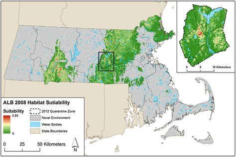 asian longhorned beetle habitat suitability map, created using 516... | Download Scientific Diagram