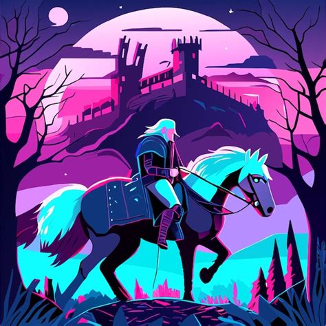 Premium Vector | Prince riding a horse to the castle hand drawn cartoon sticker icon concept ...