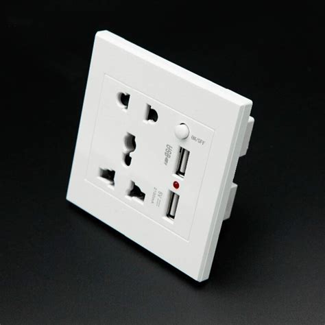 AC 110 250V 13A USB Wall Socket Universal Wall Socket Panel With 2 USB Port Plug Charger Switch ...