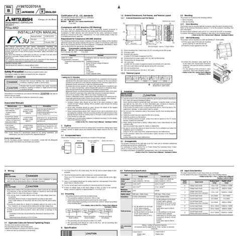 MITSUBISHI FX3U-4AD INSTALLATION MANUAL Pdf Download | ManualsLib