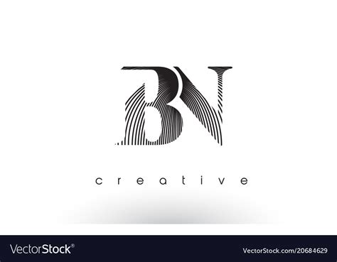 Bn logo design with multiple lines and black and Vector Image