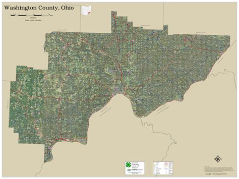 Washington County Ohio 2023 Aerial Wall Map | Mapping Solutions