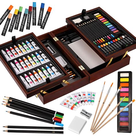 Buy Vigorfun Deluxe Art Set in Wooden Case, with Soft & Oil Pastels ...