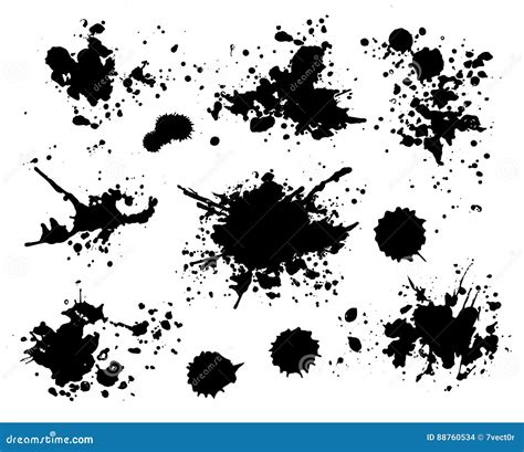 Paint Splatter Splash Silhouettes Collection in Black Stock Vector ...