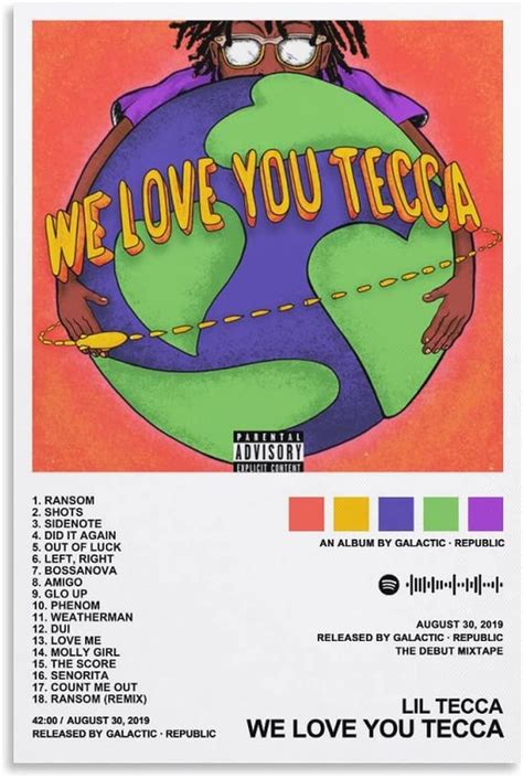 Amazon.com: MEETJE Lil Tecca – We Love You Tecca Album Cover Canvas ...