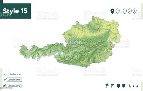 Austria Map With Shaded Relief Land Cover Rivers Lakes Mountains Biome ...