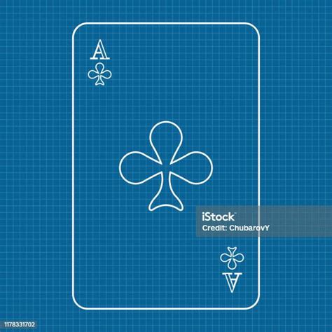 Playing Card Ace Of Clubs On Lined Paper Background Stock Illustration - Download Image Now - iStock