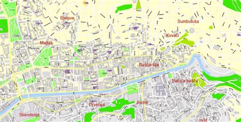 City Map Sarajevo Vector Urban Plan Adobe Illustrator Editable Street ...