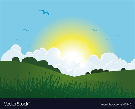 Sunrise over hills Royalty Free Vector Image - VectorStock