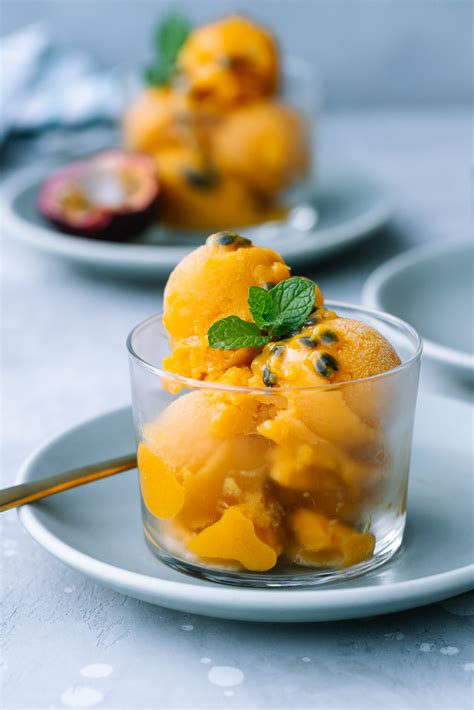 Mango Passion Fruit Sorbet Recipe ( Vegan) | Le Petit Eats | Recipe ...