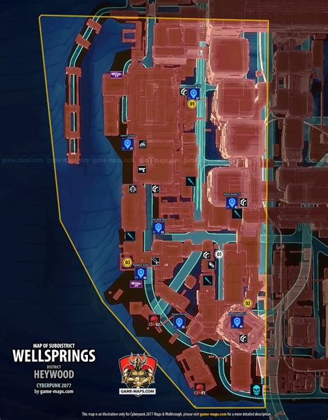 Map of Wellsprings in Heywood District for Cyberpunk 2077 | Cyberpunk ...