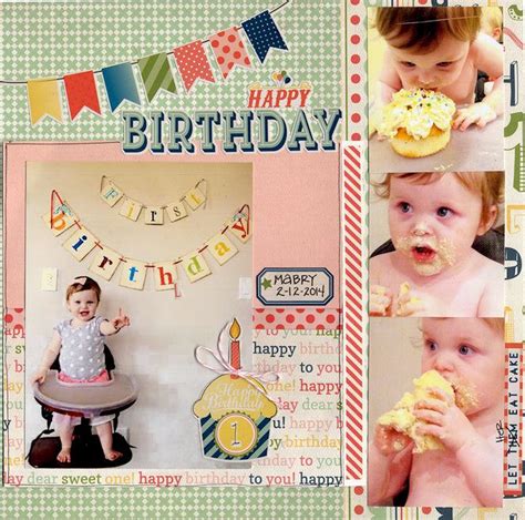 Layout: Happy First Birthday Birthday Scrapbook Layouts, Baby Scrapbook ...