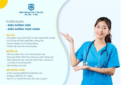 Tuyển dụng tháng 4: Điều dưỡng viên / Điều dưỡng thực hành - Bệnh viện Đại học Y Tân Tạo