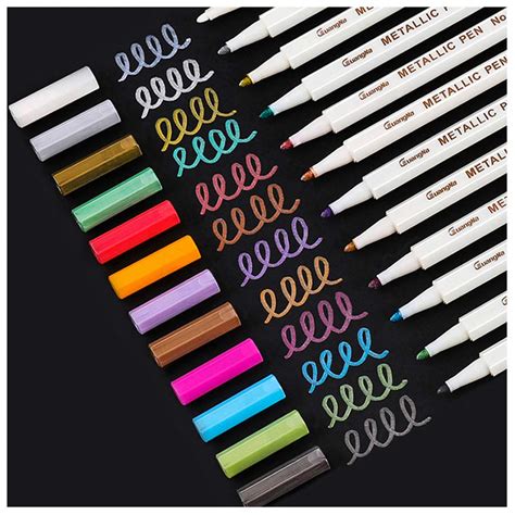 Buy Sunshilor Metallic Markers Fine Point Metallic Marker Pens for ...