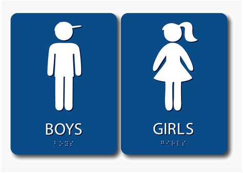 Boy S & Girl S Restroom Sign Bundle, Blue - Bathroom Sign Mans And Women, HD Png Download ...