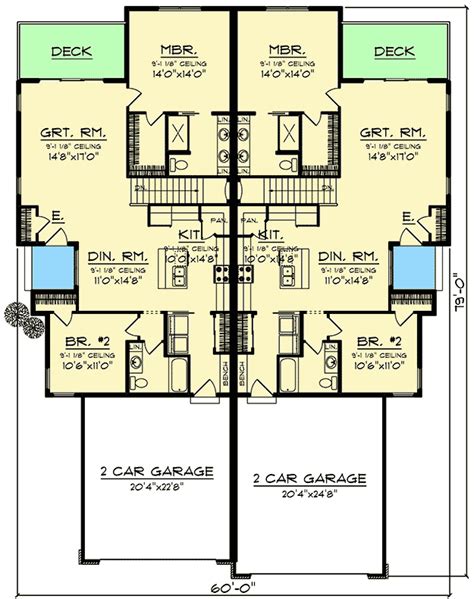 Craftsman Duplex with Matching 2-Bedroom Units - 890091AH | Architectural Designs - House Plans