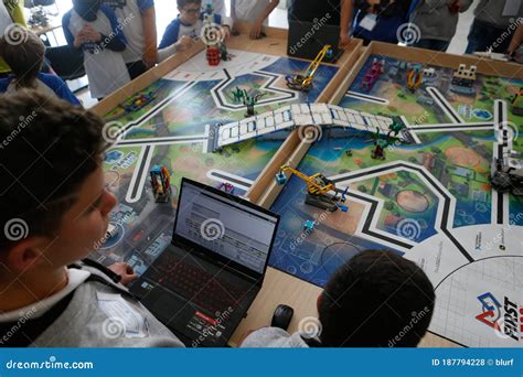 Students Competing during the Lego Challenge Robotics Competition in ...