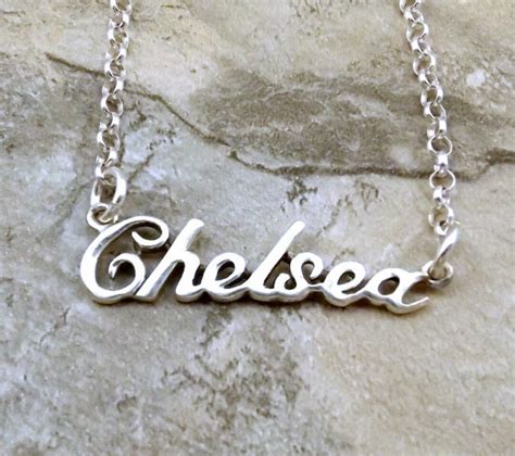 Sterling Silver Name Necklace chelsea on Sterling Silver - Etsy