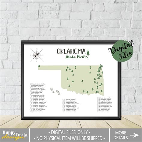 PRINTABLE Oklahoma State Parks Map-State Parks Of Oklahoma | Etsy