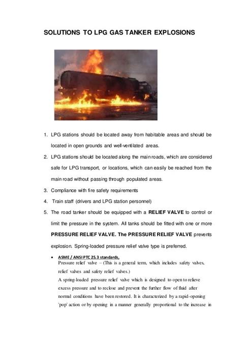 Solutions to LPG gas tanker truck explosion