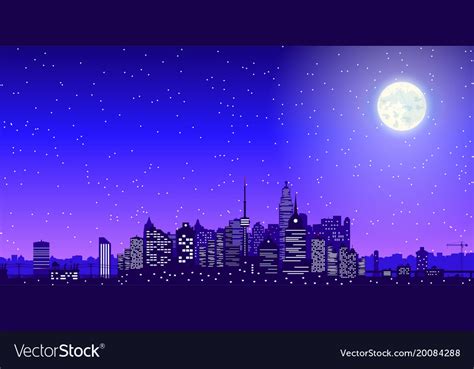 City skyline silhouette at night Royalty Free Vector Image