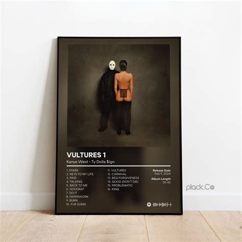 Kanye West & Ty Dolla Sign Vultures 1 Album Cover Poster Custom Album Cover Kanye West Print Hip ...