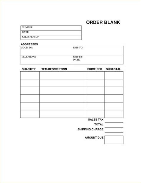 requirements of business or telephone Templates For Order Forms ...