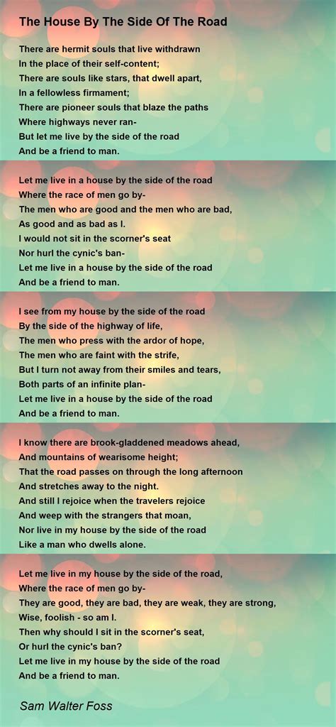 The House By The Side Of The Road Poem by Sam Walter Foss - Poem Hunter