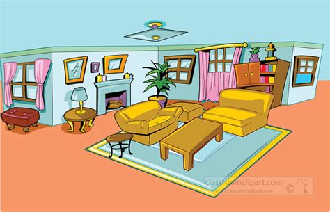 Architecture and Buildings Clipart-interior home with living room cartoon style