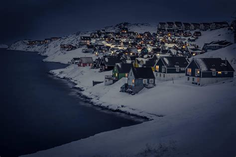 Nuuk city ligths is a beautiful sight from a hilltop | Visit Greenland