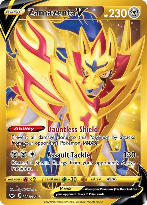 Zamazenta 212/202 Sword and Shield Base Set Holo Gold Ultra Secret Rar ...