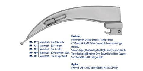 Macintosh Conventional Laryngoscope Blades | ISAHA Medical | Medical, Macintosh, Blade