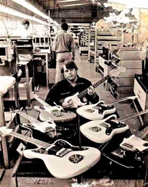 Carl Wilson of The Beach Boys visiting the Fender factory in Fullerton, California Brian Wilson ...