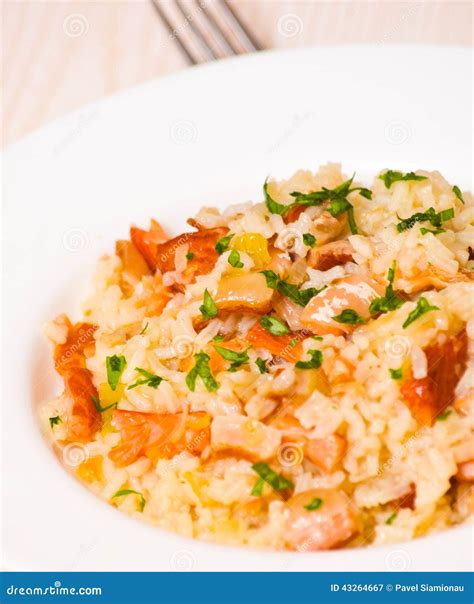 Risotto with fish stock image. Image of onion, fish, dish - 43264667