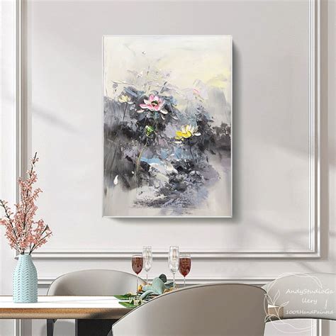 Original Abstract Painting Lotus Flower Painting Oversize Acrylic ...