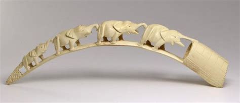 African carved tusk in ivory representing an elephant parade - Angola ...