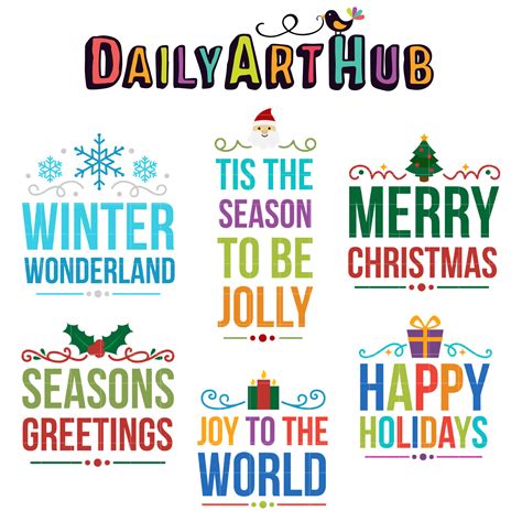 Holiday Greetings Clip Art Set – Daily Art Hub – Free Clip Art Everyday