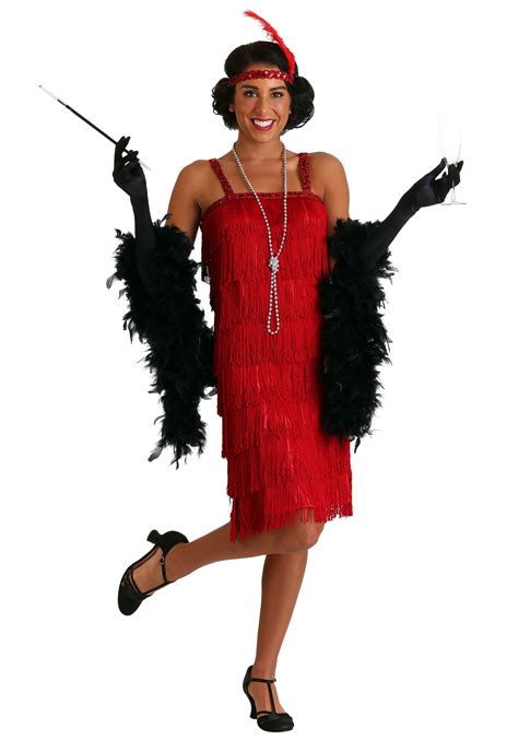 Charleston Flapper Red Costume - Adult Miss Millie Flapper Dress