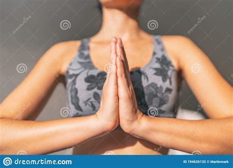 Yoga Namaste Woman Meditating Yoga Mudra with Closed Hands Together in Prayer Pose Praying for ...