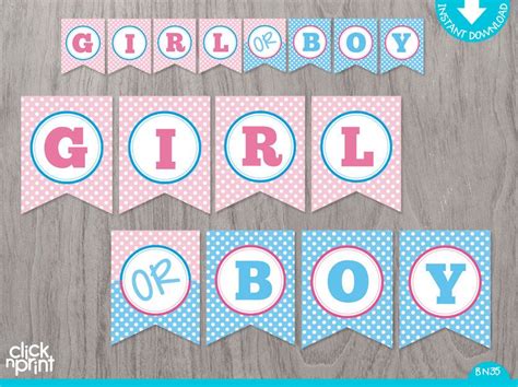 Gender Reveal Printable Baby Shower Banner, Gender Reveal Banner, Boy or Girl Banner, Girl or ...