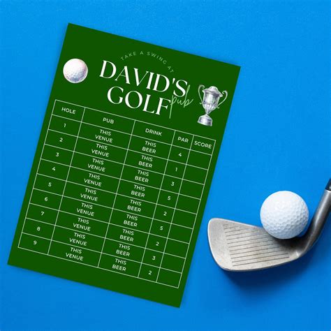 Pub Golf Party Favor, Pub Scorecard, Golf Theme Birthday, Mens Birthday ...