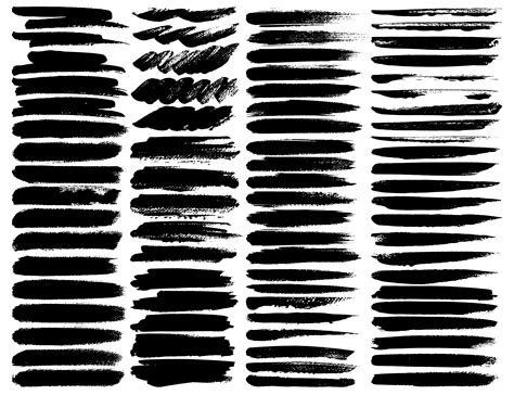 Big set of brush strokes, Black ink grunge brush strokes. Vector ...