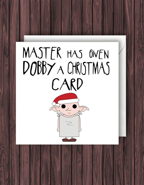 Dobby Xmas. Harry Potter Christmas Card. Geek Blank Card.