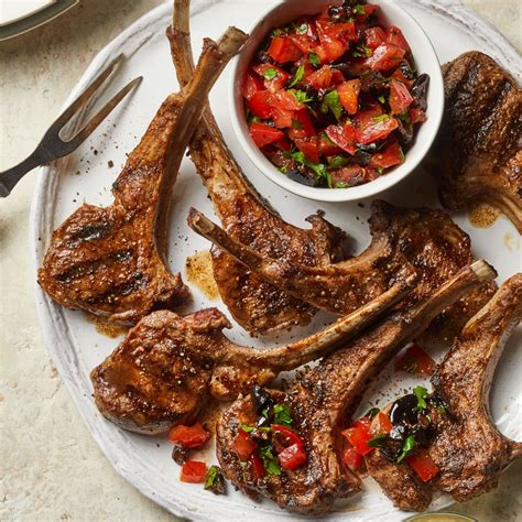 Moroccan Lamb Chops with Tomato-Olive Relish Recipe - EatingWell